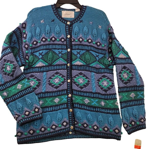 Vintage Portraits By Northern Isles XL Hand-Knitted Traveler Cardigan Deadstock - Picture 1 of 14